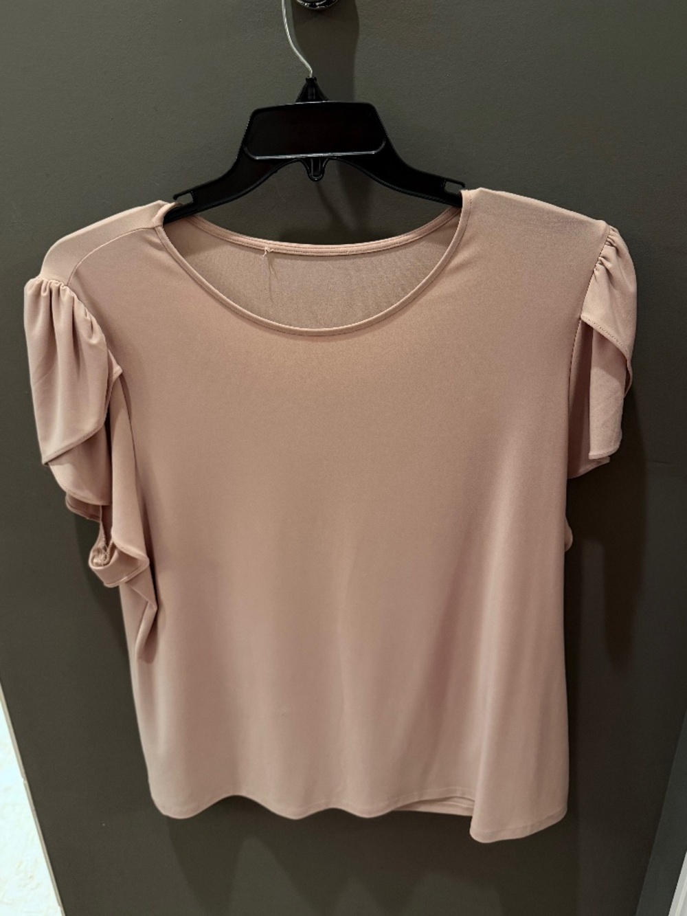 Jersey knit tan short sleeve blouse. size XXL